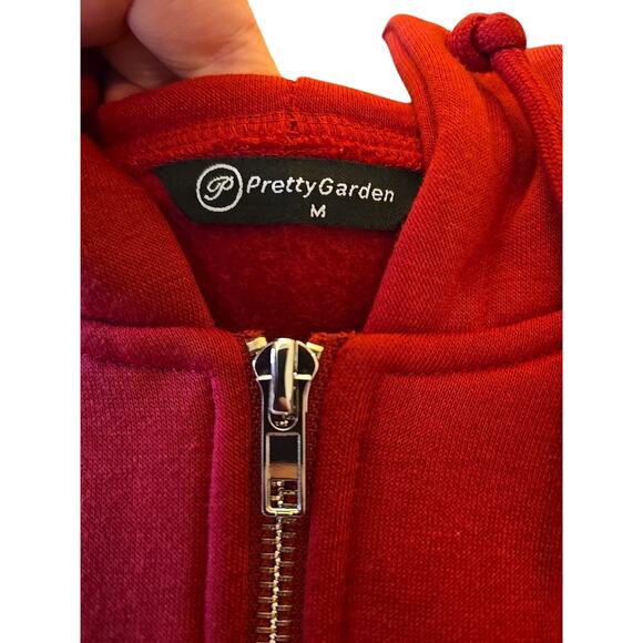 Red Zip Up Hoodie PrettyGarden MEDIUM - Picture 4 of 6